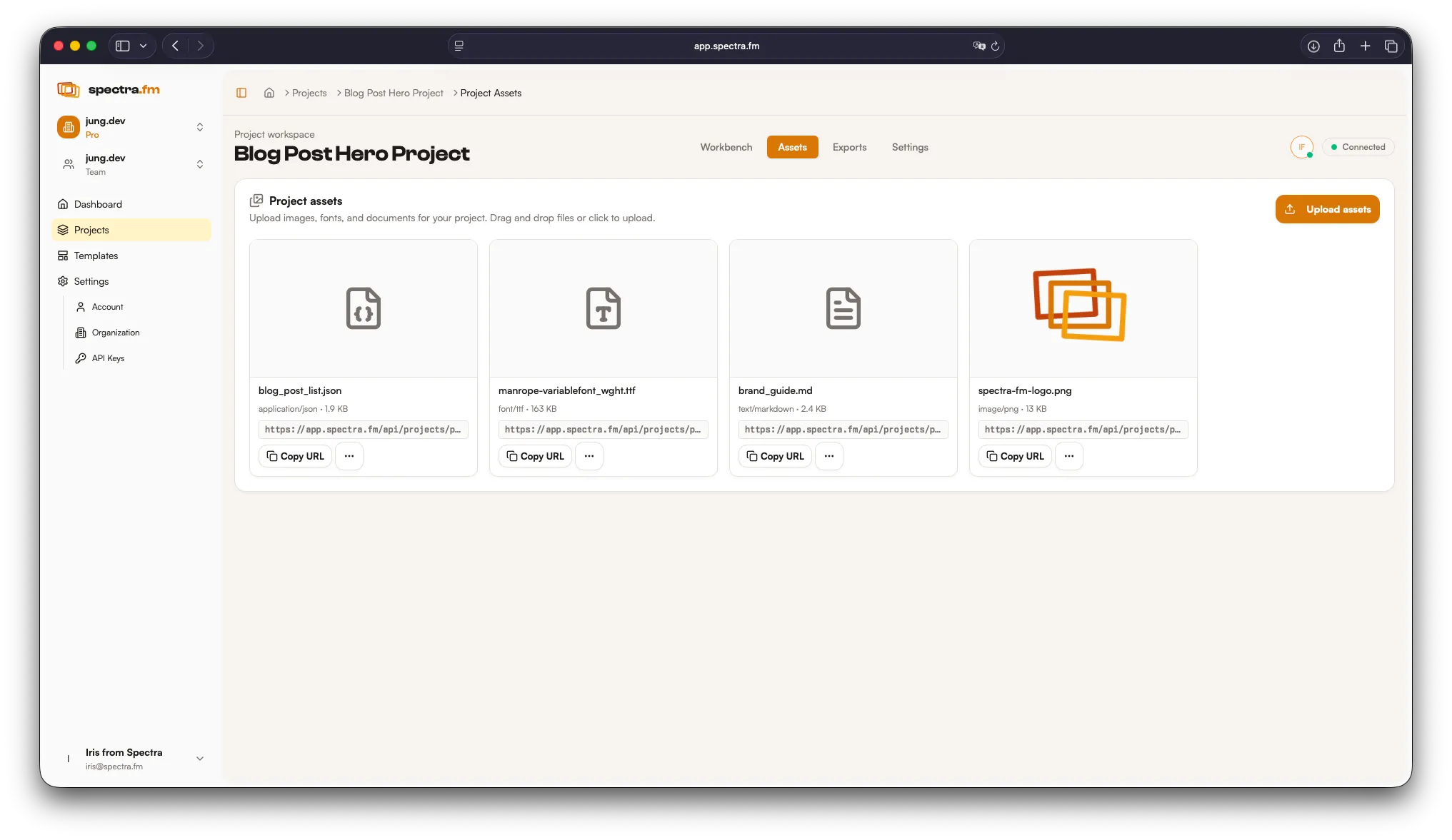 Spectra assets library in light mode
