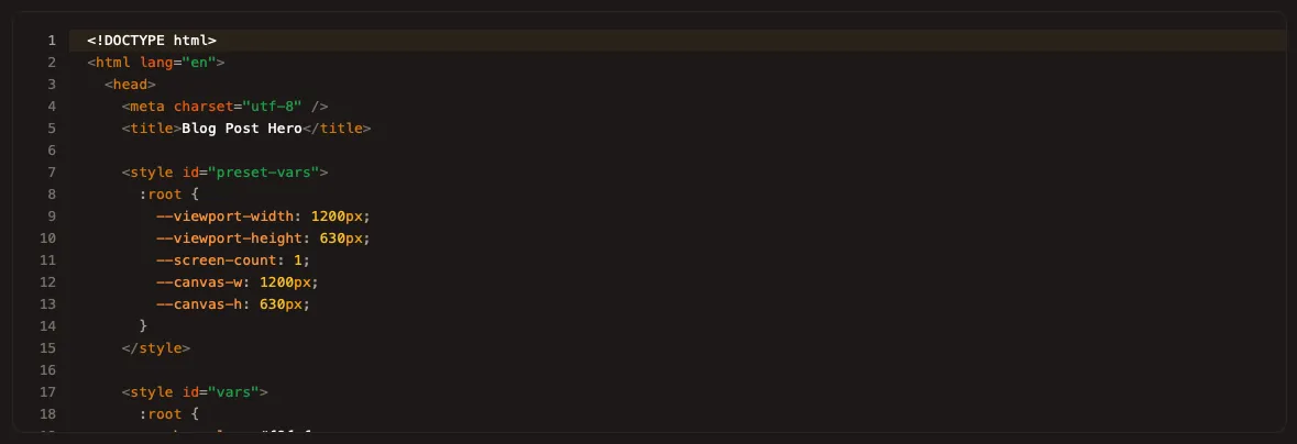 Code editor in dark mode
