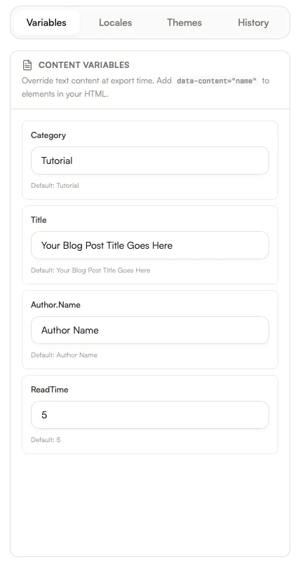 Inspector variables panel in light mode